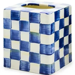 MacKenzie-Childs Royal Check Boutique Tissue Box Cover< Bath & Bath Accessories|Room Accents