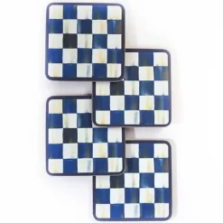 MacKenzie-Childs Royal Check Cork Back Coasters, Set of 4< Table Accessories|Kitchen & Table Linens