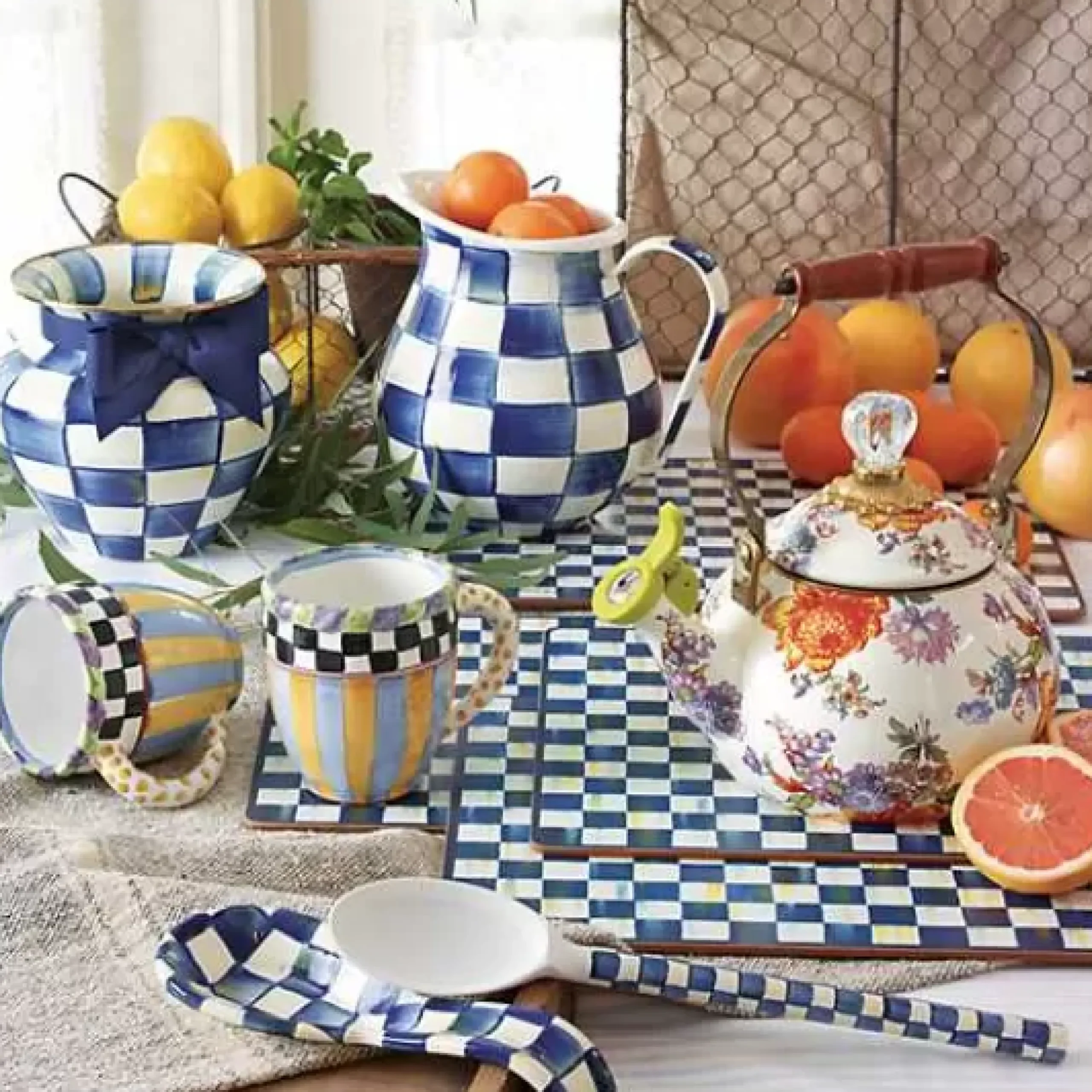 MacKenzie-Childs Royal Check Cork Back Placemats, Set of 4< Table Accessories|Kitchen & Table Linens