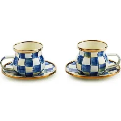 MacKenzie-Childs Royal Check Espresso Cup  Saucer Set< The Coffee Shop|Drinkware