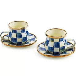 MacKenzie-Childs Royal Check Espresso Cup  Saucer Set< The Coffee Shop|Drinkware