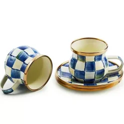 MacKenzie-Childs Royal Check Espresso Cup  Saucer Set< The Coffee Shop|Drinkware