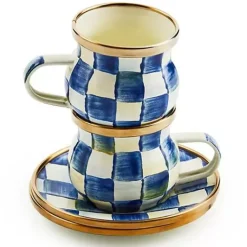MacKenzie-Childs Royal Check Espresso Cup  Saucer Set< The Coffee Shop|Drinkware