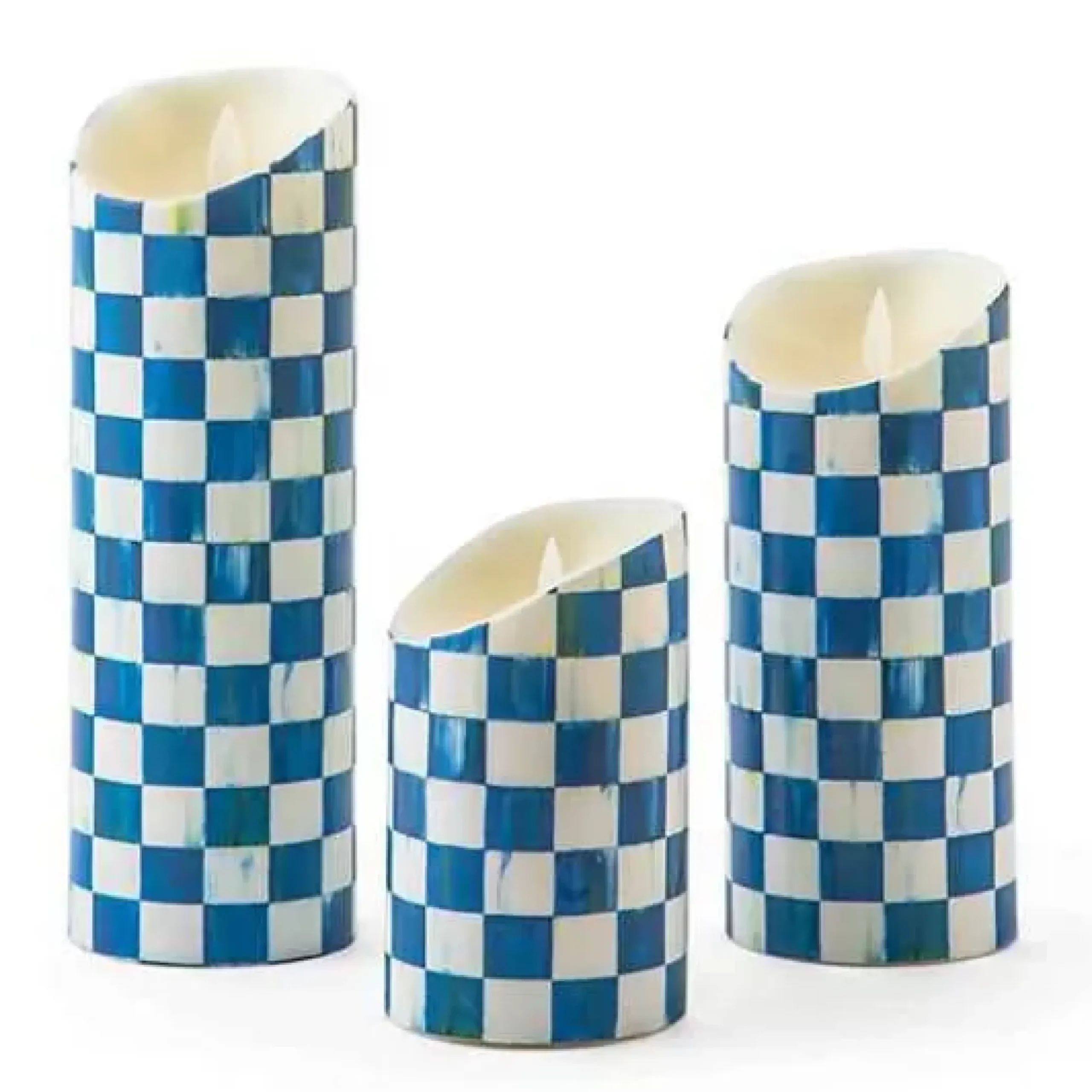 MacKenzie-Childs Royal Check Flicker Candles - Set of 3< Decor Sets|Candles & Fragrances
