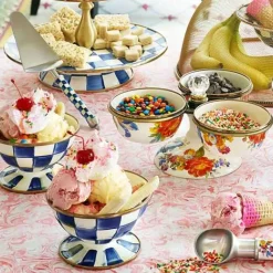 MacKenzie-Childs Royal Check Ice Cream Dishes, Set of 4< Kitchen & Dining Sets|Dinnerware & Flatware