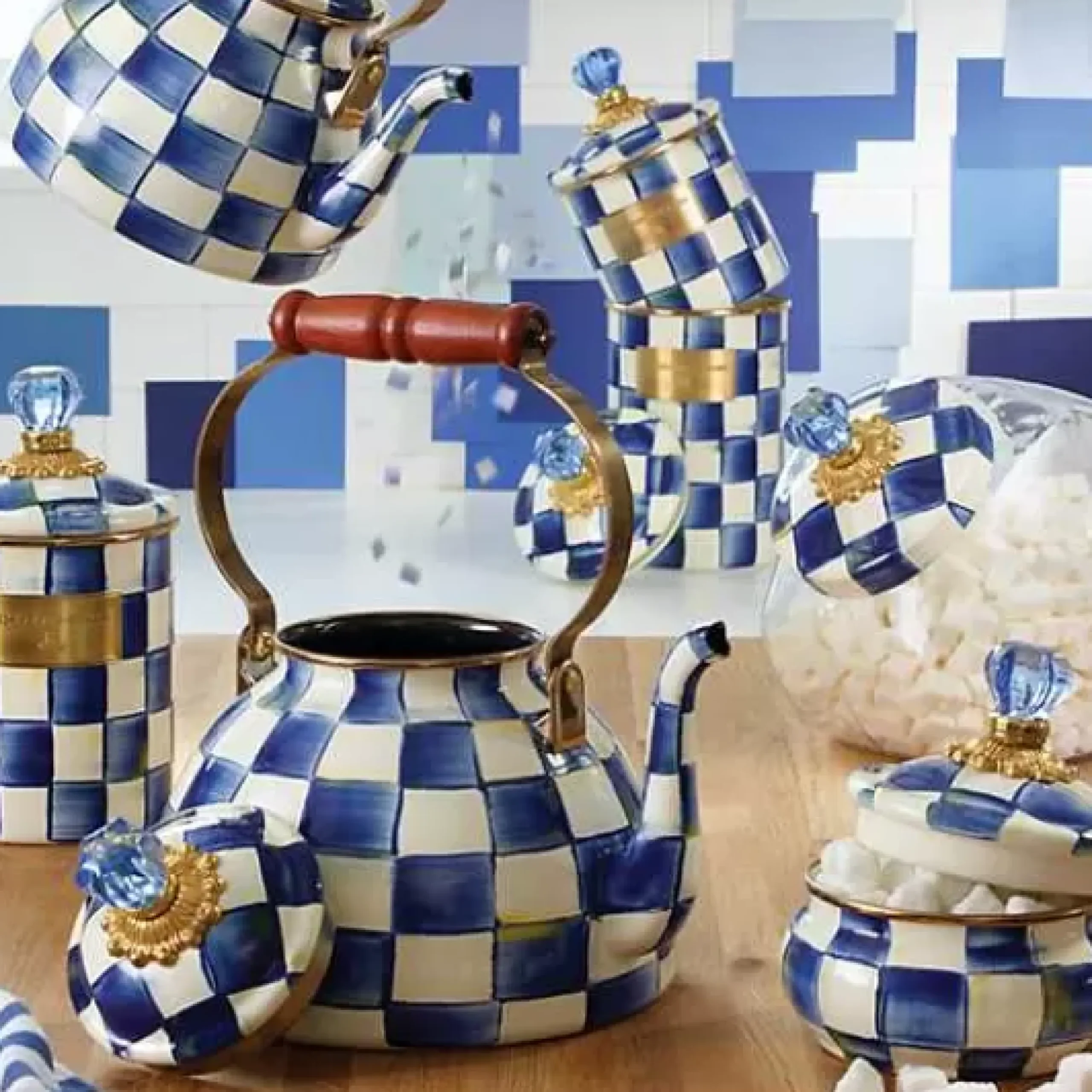 MacKenzie-Childs Royal Check Large Canister< Room Accents|Kitchen Storage & Organization