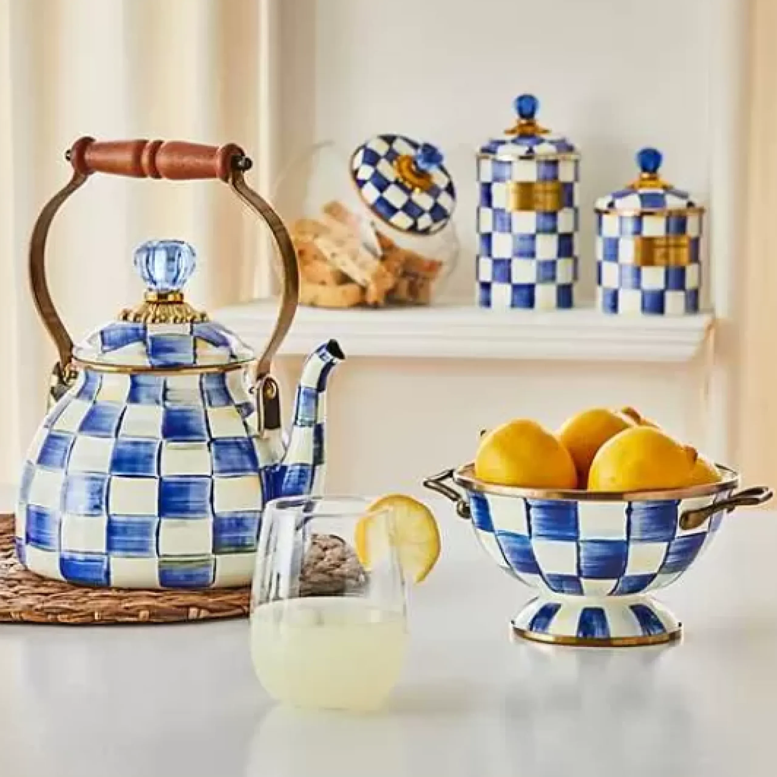 MacKenzie-Childs Royal Check Large Canister< Room Accents|Kitchen Storage & Organization