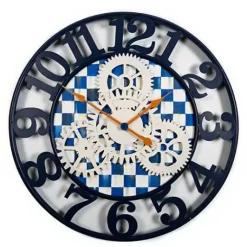 MacKenzie-Childs Royal Check Large Farmhouse Wall Clock< Room Accents