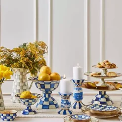 MacKenzie-Childs Royal Check Large Pedestal Platter< Serveware
