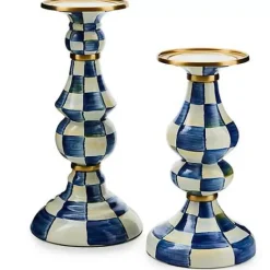 MacKenzie-Childs Royal Check Large Pillar Candlestick< Candles & Fragrances