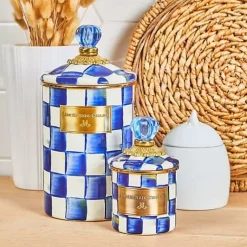 MacKenzie-Childs Royal Check Mini Canister< Room Accents|Kitchen Storage & Organization
