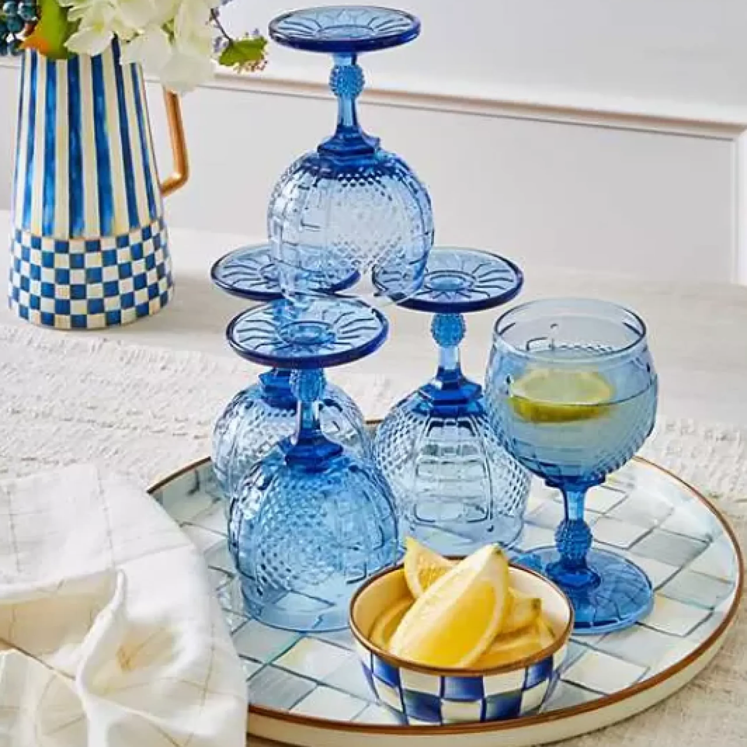 MacKenzie-Childs Royal Check Pinch Bowl< Bar Entertaining|Serveware
