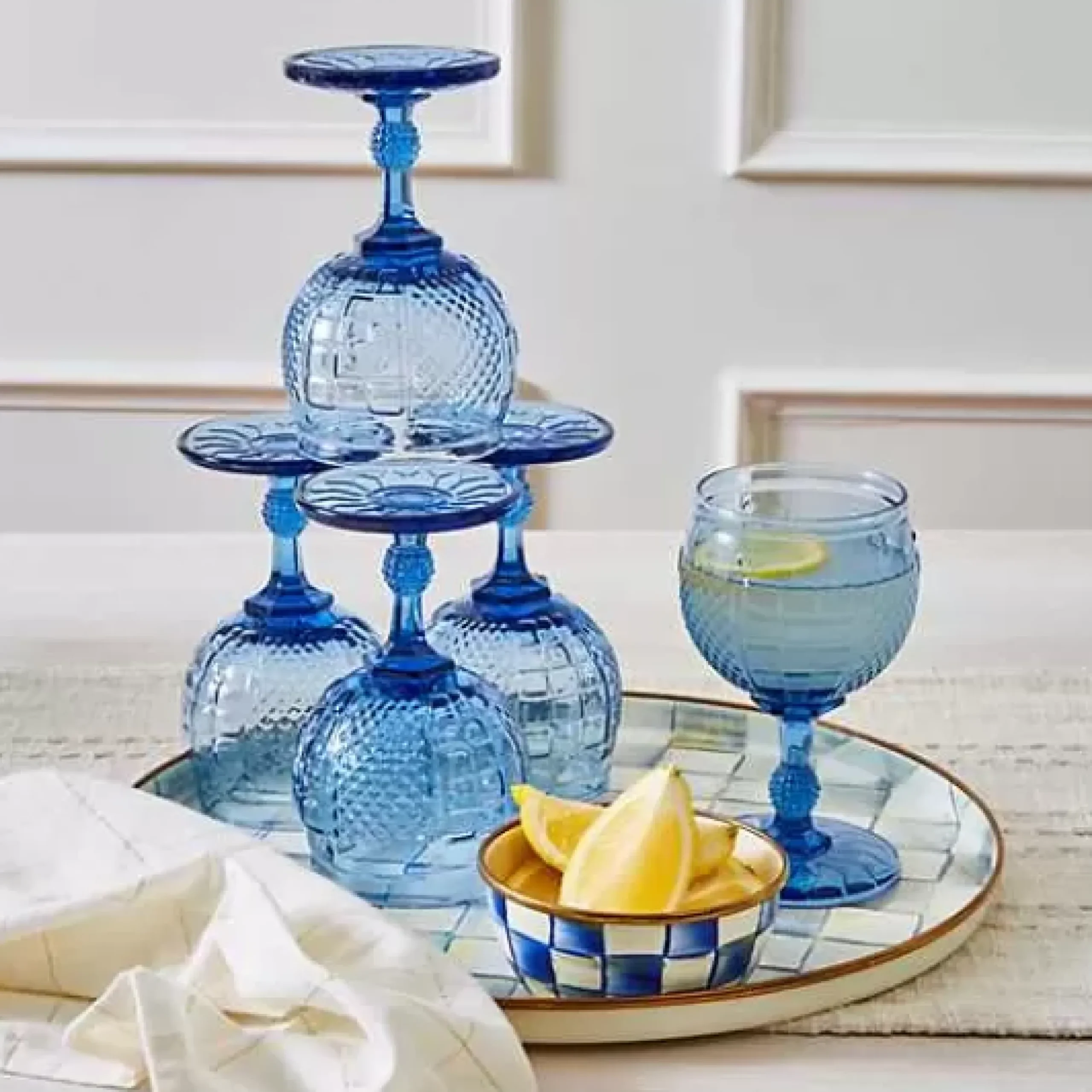 MacKenzie-Childs Royal Check Pinch Bowl< Bar Entertaining|Serveware
