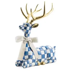 MacKenzie-Childs Royal Check Resting Deer< Holiday|Room Accents