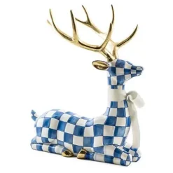 MacKenzie-Childs Royal Check Resting Deer< Holiday|Room Accents