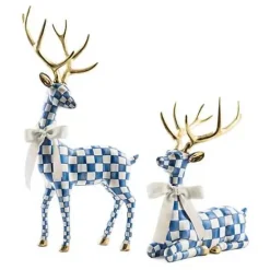 MacKenzie-Childs Royal Check Resting Deer< Holiday|Room Accents