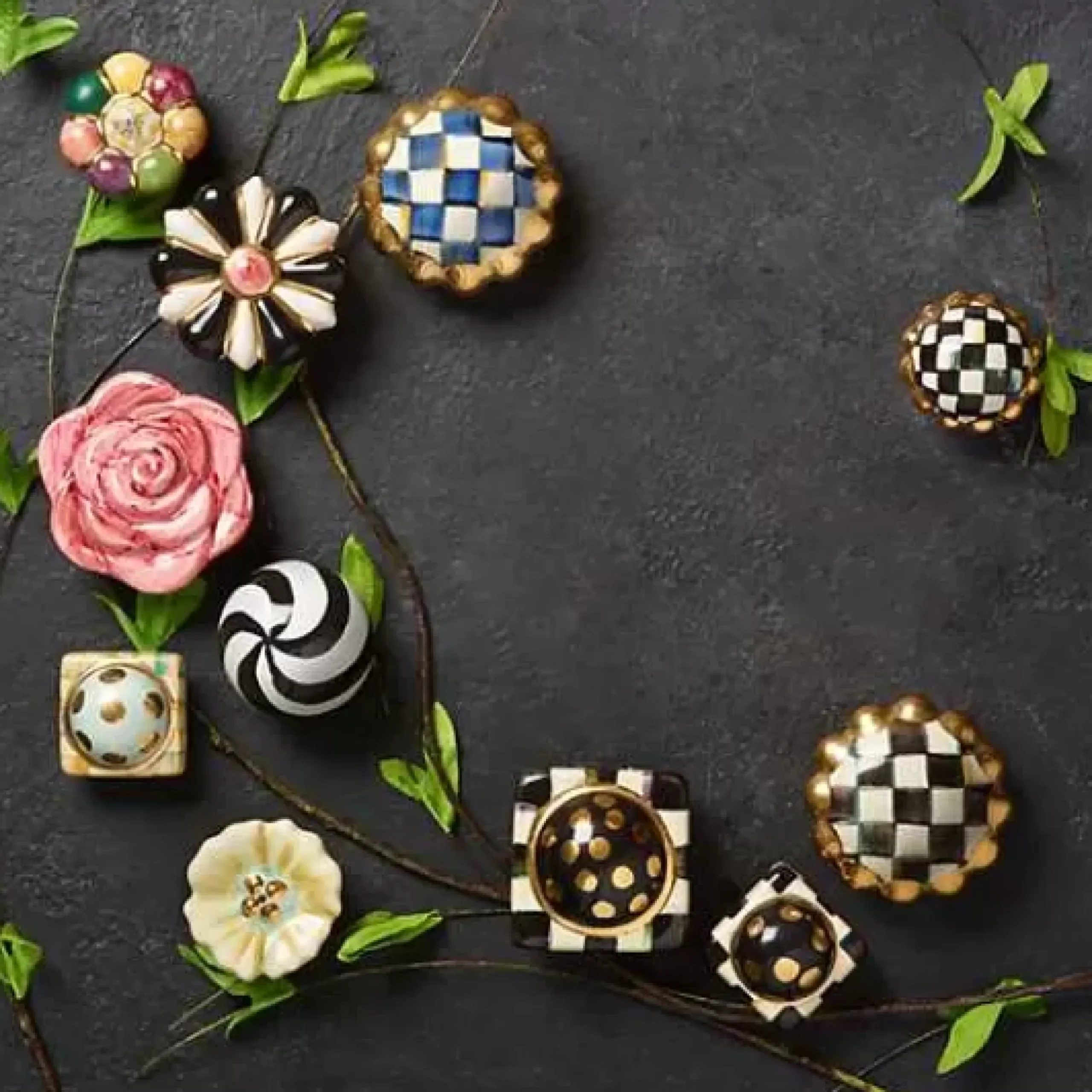 MacKenzie-Childs Royal Check Round Knob< Finishing Touches|Room Accents