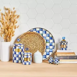 MacKenzie-Childs Royal Check Round Tray< The Coffee Shop|Bar Entertaining