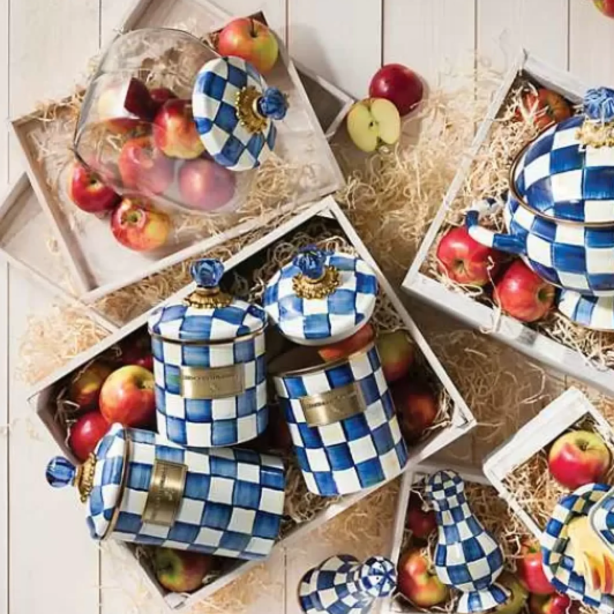MacKenzie-Childs Royal Check Small Canister< Room Accents|Kitchen Storage & Organization