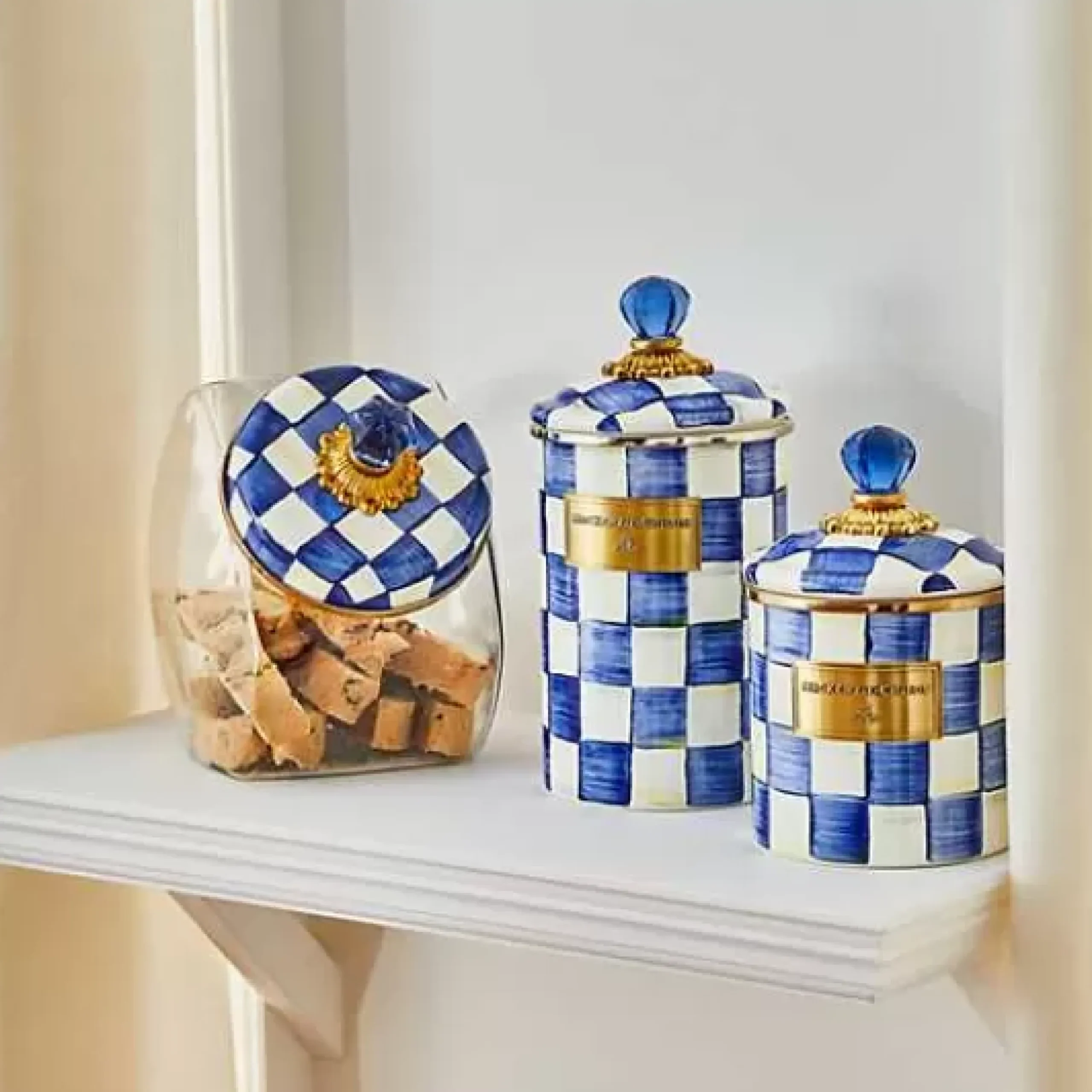 MacKenzie-Childs Royal Check Small Canister< Room Accents|Kitchen Storage & Organization