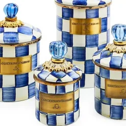 MacKenzie-Childs Royal Check Small Canister< Room Accents|Kitchen Storage & Organization