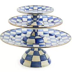 MacKenzie-Childs Royal Check Small Pedestal Platter< Serveware