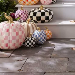 MacKenzie-Childs Royal Check Small Pumpkin< Pumpkins|The Fall Shop