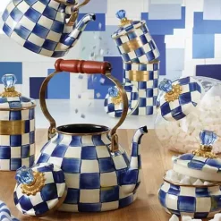 MacKenzie-Childs Royal Check Squashed Pot< Bath & Bath Accessories|Room Accents