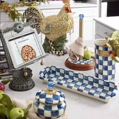 MacKenzie-Childs Royal Check Squashed Pot< Bath & Bath Accessories|Room Accents