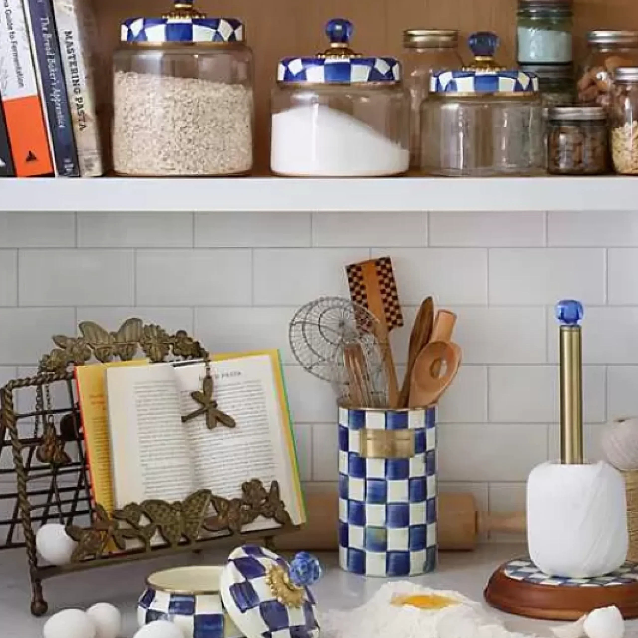 MacKenzie-Childs Royal Check Squashed Pot< Bath & Bath Accessories|Room Accents