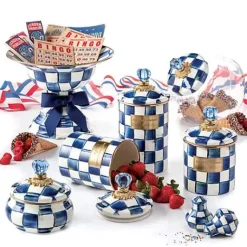 MacKenzie-Childs Royal Check Squashed Pot< Bath & Bath Accessories|Room Accents