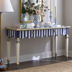 MacKenzie-Childs Royal Check  Stripe Console Table< Storage Furniture|Living Room