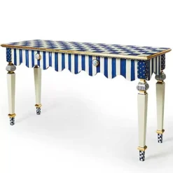 MacKenzie-Childs Royal Check  Stripe Console Table< Storage Furniture|Living Room