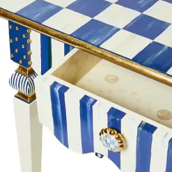 MacKenzie-Childs Royal Check  Stripe Console Table< Storage Furniture|Living Room
