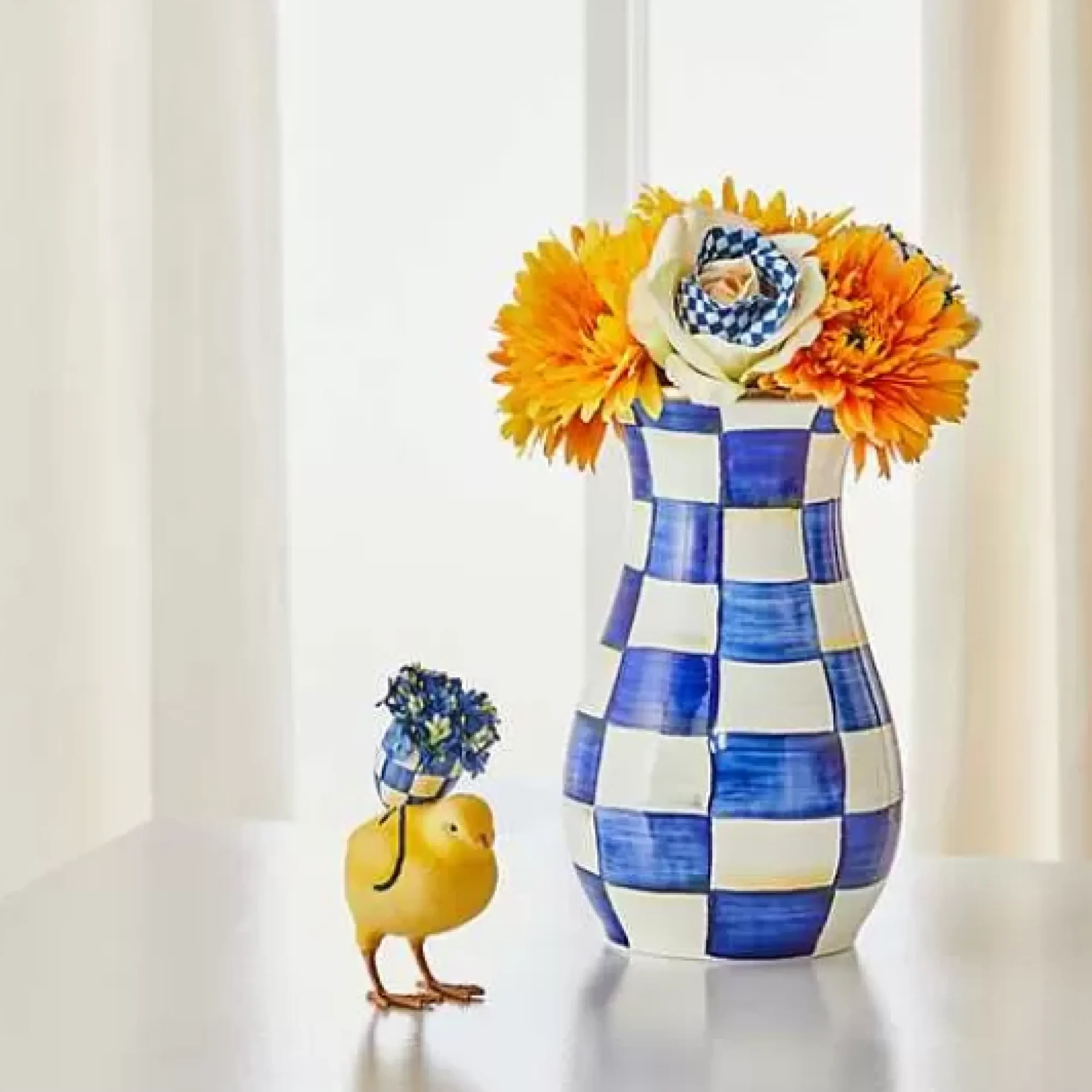MacKenzie-Childs Royal Check Tall Vase Bouquet Set< Spring|Greenery & Florals
