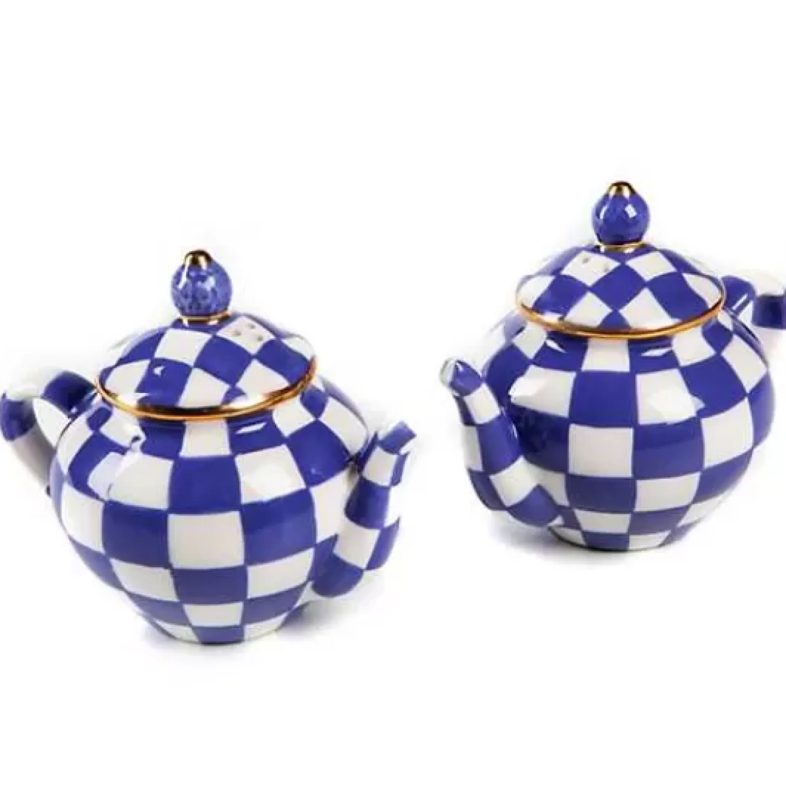 MacKenzie-Childs Royal Check Teapot Salt Pepper Set< Table Accessories|Serveware