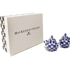 MacKenzie-Childs Royal Check Teapot Salt Pepper Set< Table Accessories|Serveware