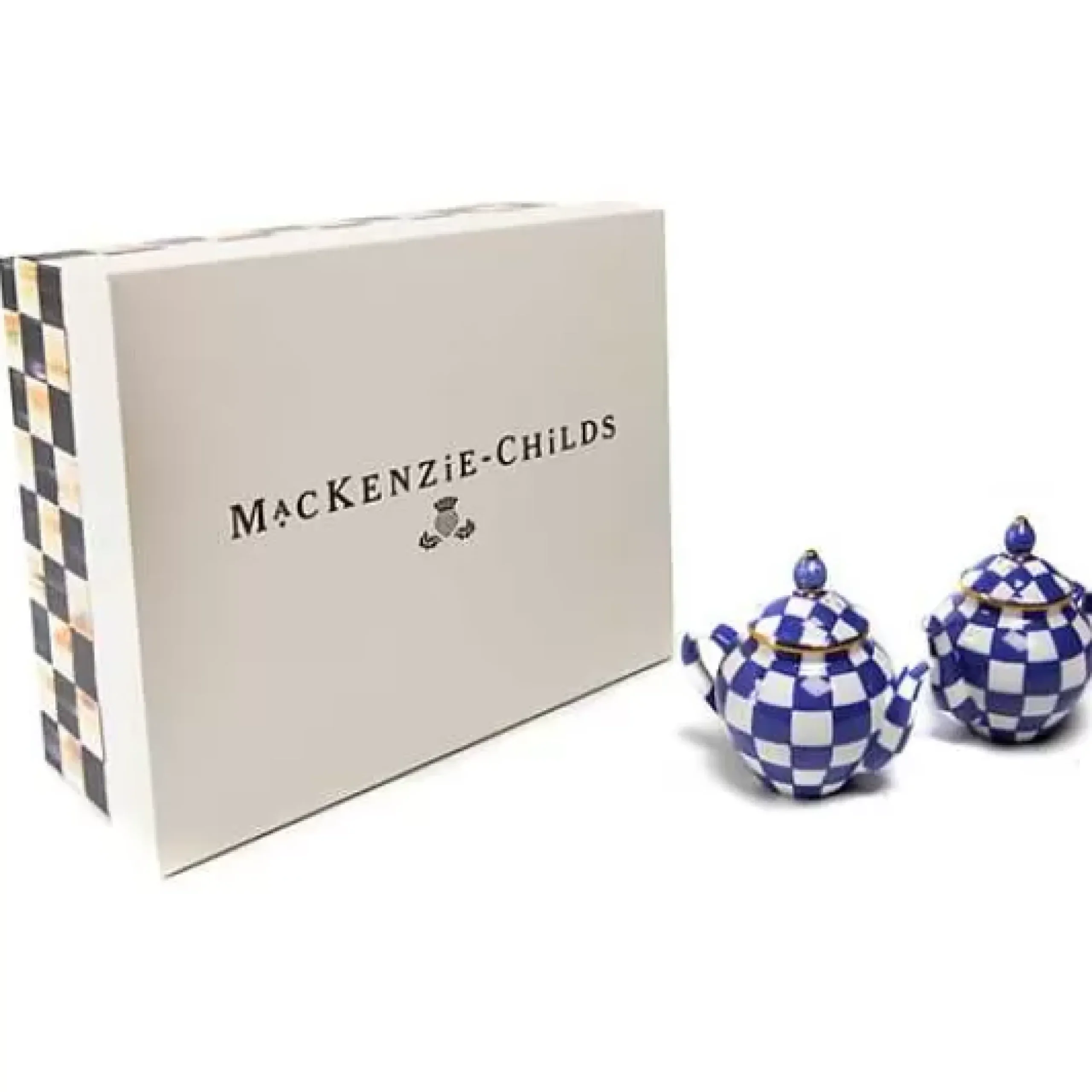 MacKenzie-Childs Royal Check Teapot Salt Pepper Set< Table Accessories|Serveware