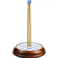 MacKenzie-Childs Royal Check Wood Paper Towel Holder< Kitchen Storage & Organization