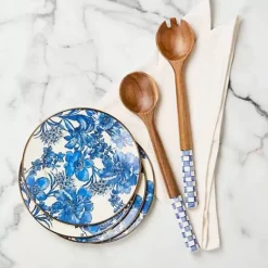 MacKenzie-Childs Royal Check Wood Salad Servers< Serveware