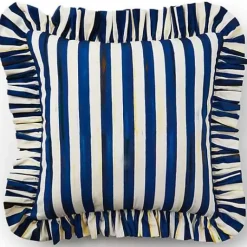 MacKenzie-Childs Royal Stripe Ruffle Throw Pillow< Pillows, Throws, & Cushions