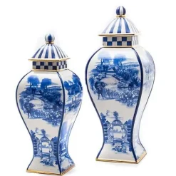 MacKenzie-Childs Royal Toile Large Ginger Jar< Kitchen Storage & Organization