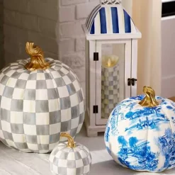 MacKenzie-Childs Royal Toile Large Pumpkin< Pumpkins|The Halloween Shop