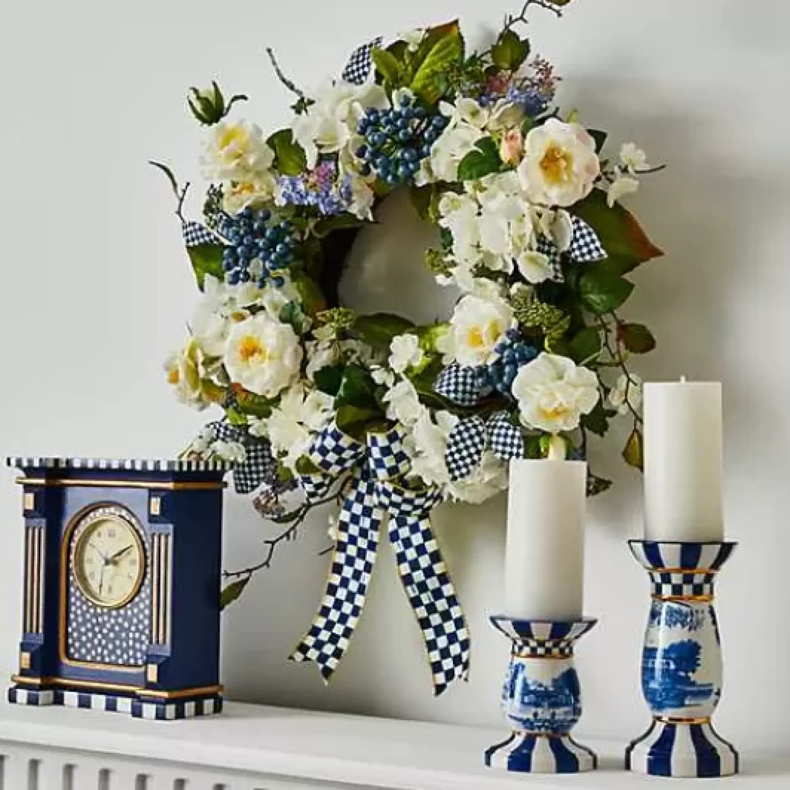 MacKenzie-Childs Royal Toile Short Pillar Candle Holder< Room Accents|Table Accessories