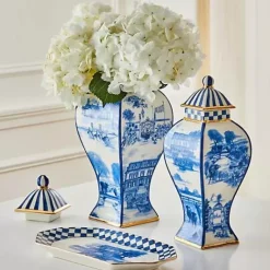 MacKenzie-Childs Royal Toile Small Ginger Jar< Kitchen Storage & Organization