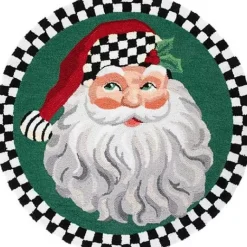 MacKenzie-Childs Santa 3' Round Rug< Holiday|Rugs