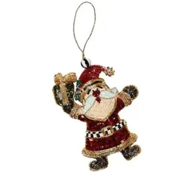 MacKenzie-Childs Santa Beaded Ornament< Holiday
