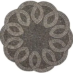 MacKenzie-Childs Scalloped Black  Silver Beaded Placemat< Table Accessories