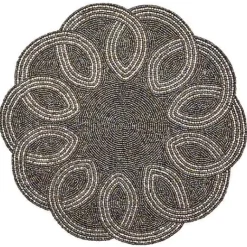 MacKenzie-Childs Scalloped Black  Silver Beaded Placemat< Table Accessories