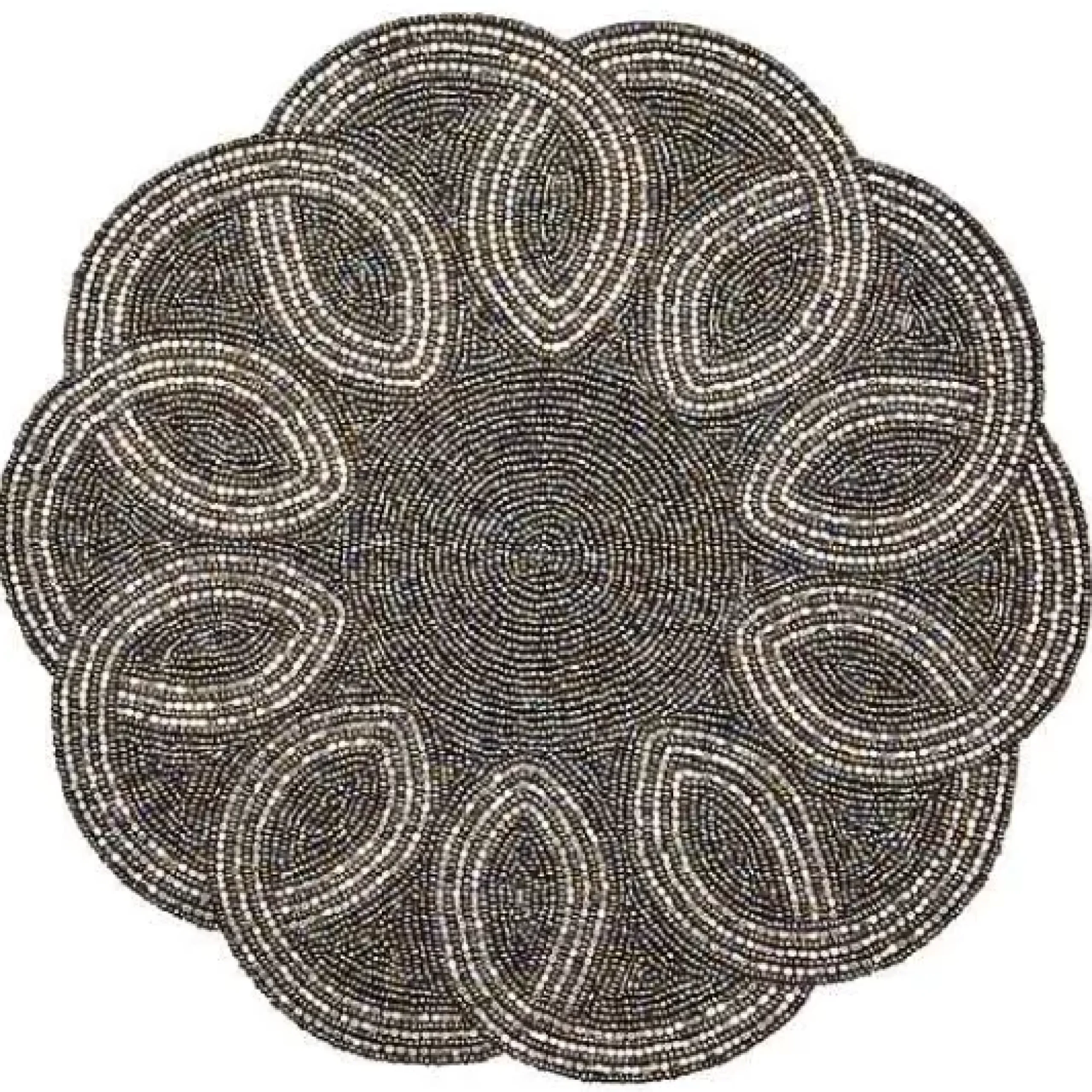 MacKenzie-Childs Scalloped Black Silver Beaded Placemat< Table Accessories